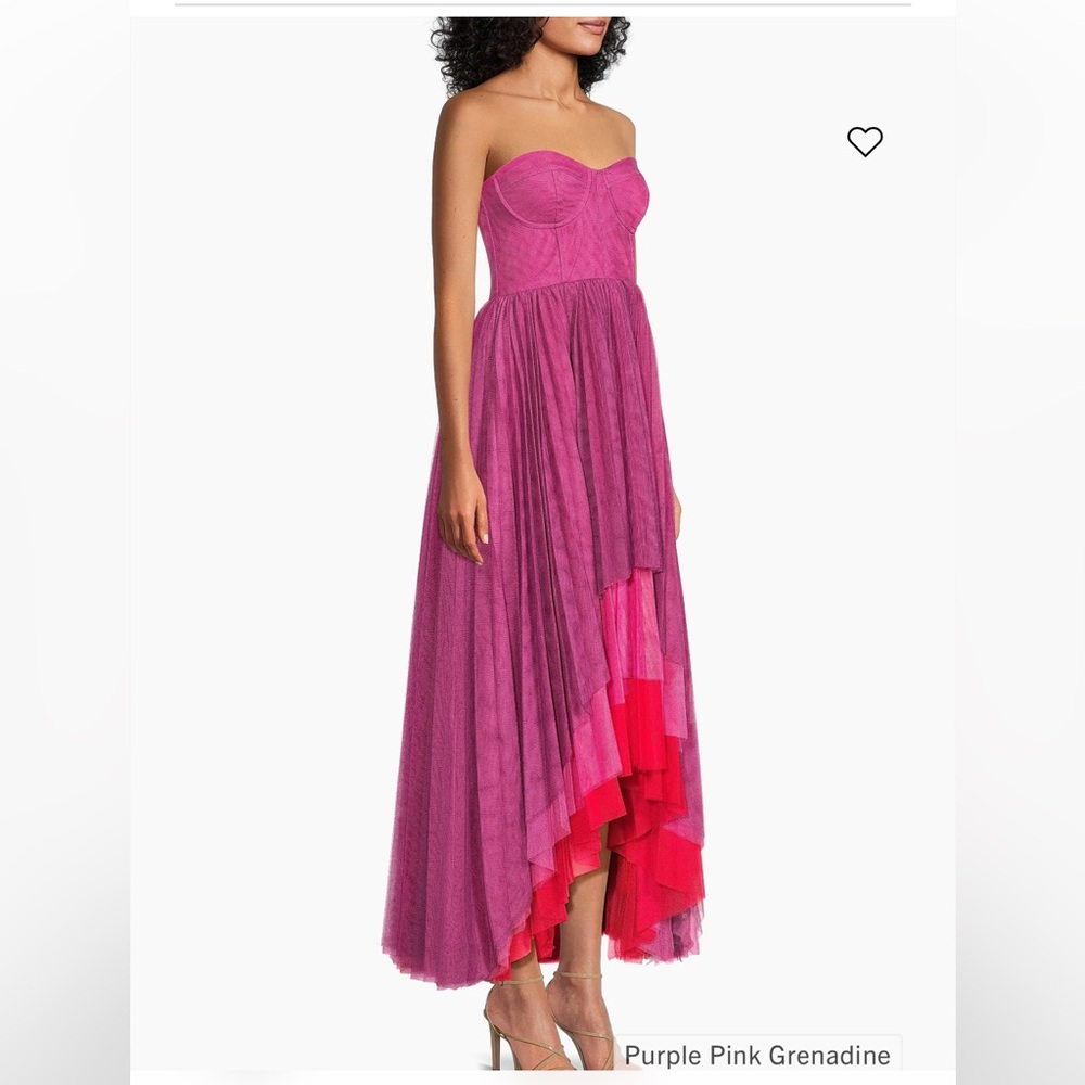 Strapless Tiered Fuchsia and Coral gown - Picture 4 of 8